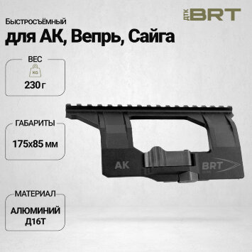 Быстросъёмный боковой кронштейн Picatinny/Weaver BRT на АК/Вепрь/Сайга