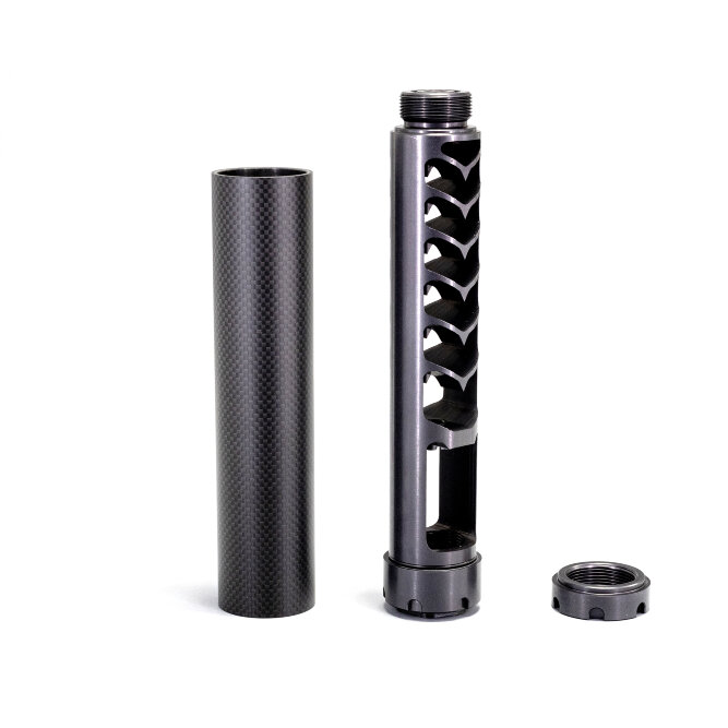 Реактивный ДТКП закрытого типа BRT Шершень Карбон (230мм, резьба 5/8х24 UNEF,  кал.7,62/308, ⌀ 45 мм)