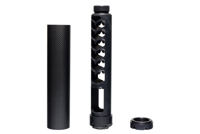 Реактивный ДТКП закрытого типа BRT Шершень Карбон (230мм, резьба М24х1,5R бурт,  кал.7,62/308, ⌀ 45 мм)